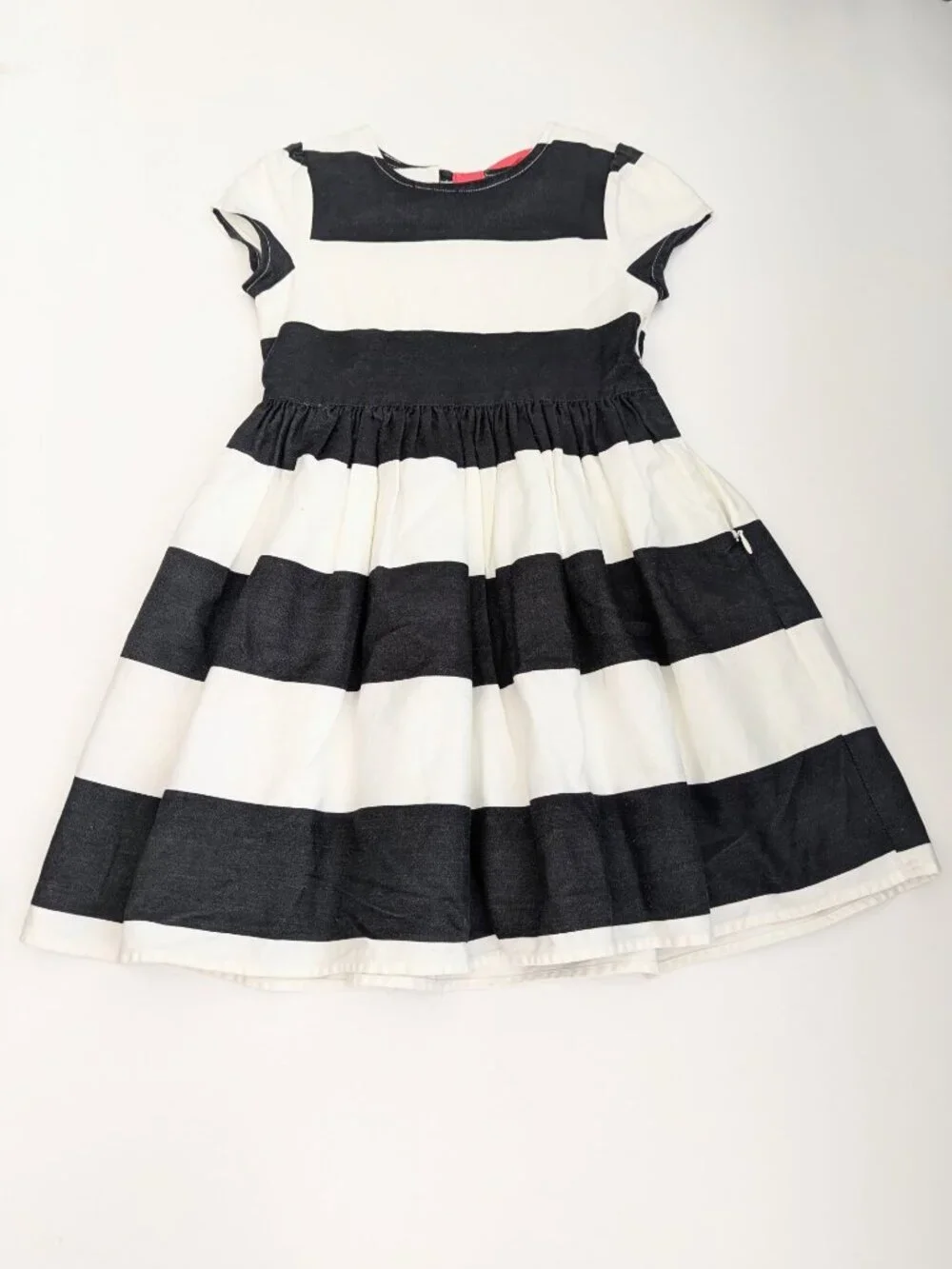 Gymboree Girls' (Size 5) Short- Sleeve Wide-Striped Party Dress w/Back Pink Bow